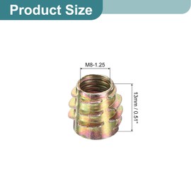 sourcing map 20Pcs Hex Threaded Inserts, M8-1.25x13 Zinc Alloy Hex-Flush Thread Insert, Furniture Threaded Insert Nuts, Hex Socket Drive Threaded Insert Bolt for Wood Furniture Assortment