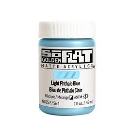 SoFlat Matte Acrylics by GOLDEN, Light Phthalo Blue, 2 fl. oz. Jar, Professional Acrylic Paint, Semi-Opaque