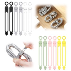 Wrap Around Type, Fully Adjustable, Super Convenient, Cable Clip, Cable Band, Cord Loop, Cord Loop, Zip Up Band, Repeat (6 Color Set, 30 Pieces)