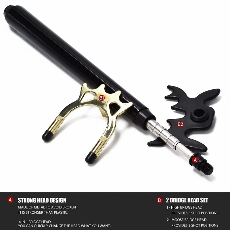 Collapsar Retractable Billiards Pool Cue Stick Bridge with Removable Metal