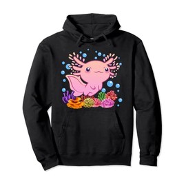 Cute Axolotl Hoodie Kids Youth Boy Girl Mexican Walking Fish Pullover Hoodie