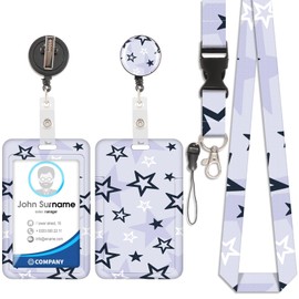 Y2k Star Card Holder ID ID Badge Detachable Lanyard with Retractable Clip for Key Chains, Business Cards, Door Cards, ID Cards