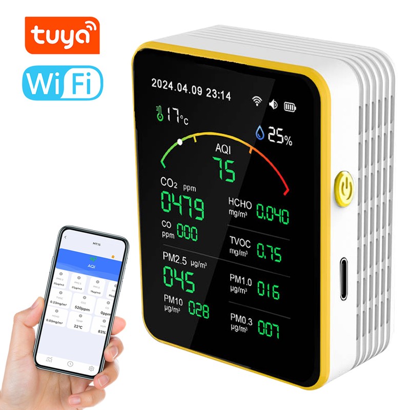 Tuya WiFi 15in1 Air Quality Detector Household Portable AQI PM0.3