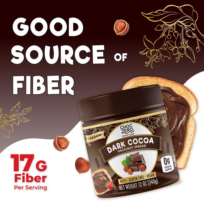 Vegan Cocoa Hazelnut Spread by ChocZero - Keto Friendly, Sugar