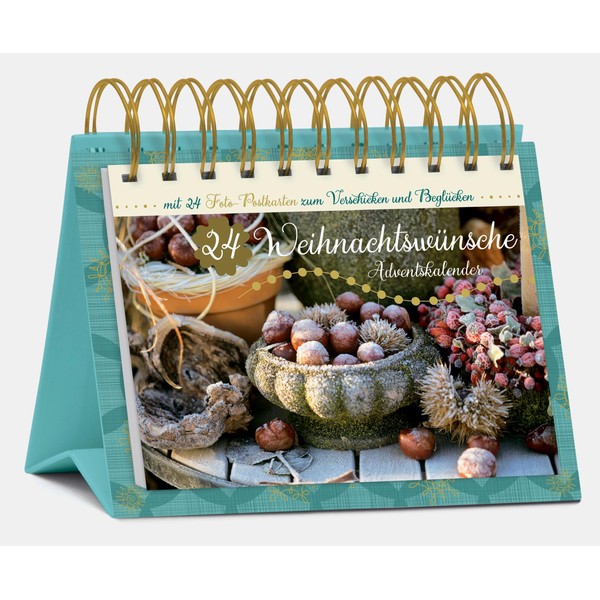 Table Advent Calendar "24 Christmas Wishes" Postcard Calendar for Standing