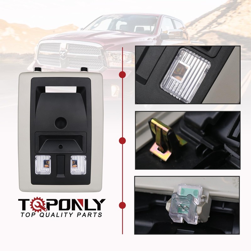 TQPONLY Overhead Console LED Dome Light W/Homelink Compatible with Dodge