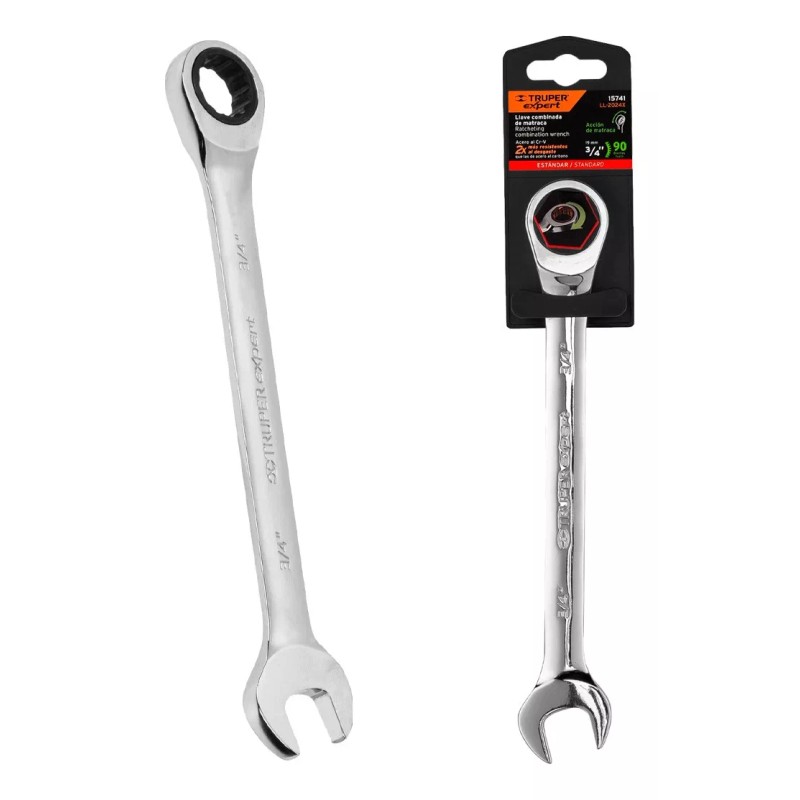 Truper Llave Combinada Matraca, 3/4'' X 238 Mm, Truper Expert