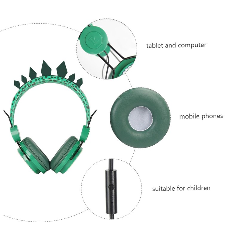 TEHAUX Adorable Dinosaur Rhinestone Headphones with Mic Headset for Boys