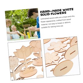 KONTONTY 6Pcs Unfinished Wooden Flower Cutouts for DIY Crafting Smooth Surface Safe Durable Wood Flowers for Creative Painting and Decoration Projects