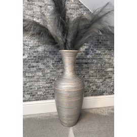 Silver handmade bamboo vase 60cm tall floor or table vase