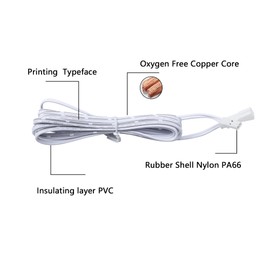 SinLoon 2-pin Extension Cable 2m / 6.6ft- for LED Cabinet Puck Lights Under Cabinet Lighting Kit, Male to Female Cable Plug Connector Extension Cords 5 Pack (Male to Female, White)