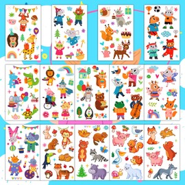 EMOME Temporary Tattoos for Kids, 140+ Styles 14 Sheets Animal Cartoon Fake Tattoos Stickers for Boys and Girls Party Favor Goodie Bag Fillers, Brithday Supplies Decorations