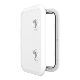 SEAFLO Locking Marine Boat Deck Rectangular Access Hatch - 12.4" x 17.32" (315mm x 440mm) with Lock and Keys, 180° Opening Lid, Non-Skid, Corrosion and UV Resistant, 4-Year Warranty! (White/Lock)