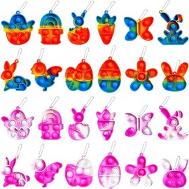 Amyang 24Pcs Easter Pop Fidget Toys, Mini Easter Simple Pop Fidget Toys for Kids Boys Girls Toddlers Easter Basket Stuffers Gifts Egg Fillers Party Favors