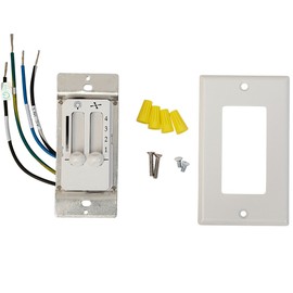 Hamilton Hills White 4 Speed Ceiling Fan Wall Control with LED Dimmer Light Switch | Wall Face Plate Included