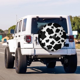 Foruidea Lovely Animal White Cow Print Spare Tire Cover with Backup Camera Hole Wheel Tire Cover Fit Trailer, RV, SUV and Many Vehicle 17inch