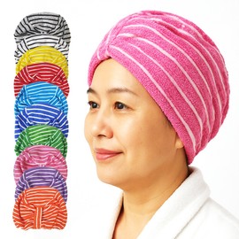 CN[국내생산] 고급 면 샤워캡 헤어캡 사우나 모자 줄무늬 흰색 x 4개 CN [Made in Korea] Premium Cotton Shower Cap Hair Cap Sauna Hat Striped White x 4
