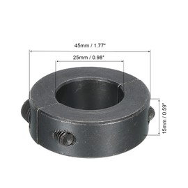 MECCANIXITY Shaft Collar 0.98 Inch Bore Double Split Carbon Steel Clamping Collar Shaft Collars with Set Screw Black