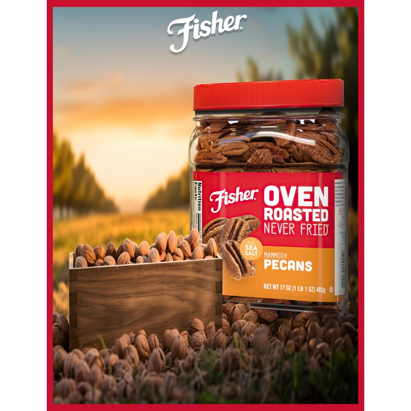 Fisher Oven Roasted Never Fried Mammoth Pecans, 17 Ounces (Pack