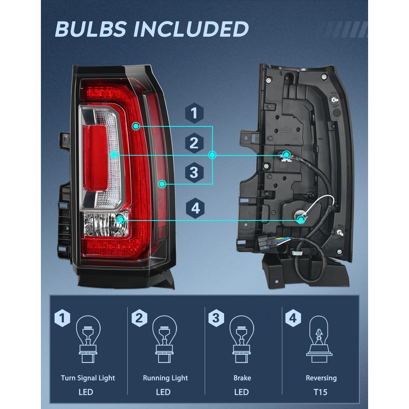 Nilight Taillight Assembly Compatible with 2015 2016 2017 2018 2019