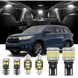 AENVTOL 15 Pieces Interior LED Light Kit + Back Up Bulb Reverse Lights Replacement for Toyota Highlander 2007-2013 White LED Backup Light + Interior Bulb Package, Install Tool