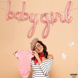 KatchOn, Baby Balloons - 37 Inch Rose Gold 'Its A Girl' Sign for Baby Shower Decorations
