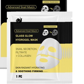 Snail Mucin Glass Glow Hydrogel Face Masks Skincare, Overnight Collagen Face Mask, Snail Mucin Serum Mask, Glass Skin Face Mask, Korean Face Mask For Hydration Boost,Radiant,Smooth,Firm,6EA Sheet Mask