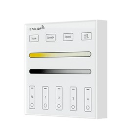 BTF-LIGHTING Wireless 2.4G RF 4 Zone Single Color Wall Mounted Smart Panel Remote Powered by 2XAAA Batteries 3V Work with WB5 LM052 LM053 C01RF C02RF C01W C02W etc PWM Controller