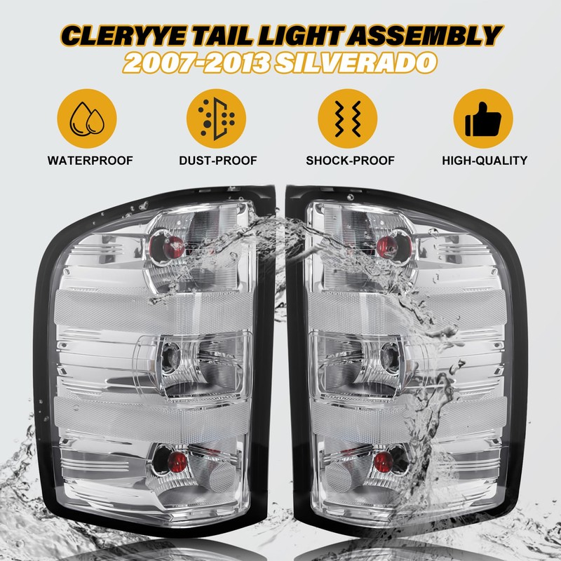 CLERYYE Tail Light Assembly Pair Compatible with Silverado 07-13 1500