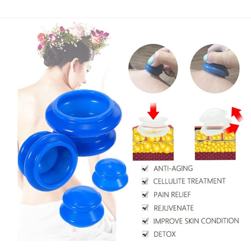 4 Sizes Silicone Cupping Therapy Set Negative Pressure Vacuum Cupping