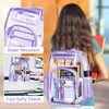 Clear Backpack with USB Charging Port for Men Women Transparent