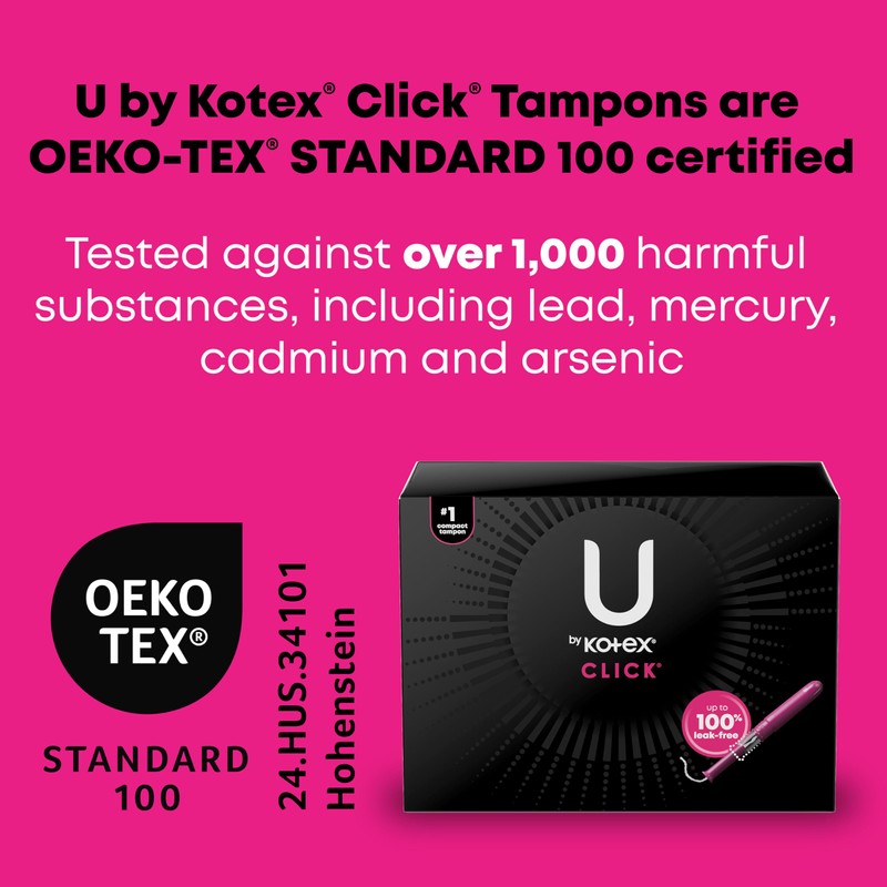 U by Kotex Click Compact Tampons, Super Absorbency, Unscented, 45