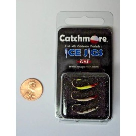 Catchmore Rocker Ice Jigs, TWO Packs (3 jigs per pack)(6 total) #8 Hook #CRJ5-3P