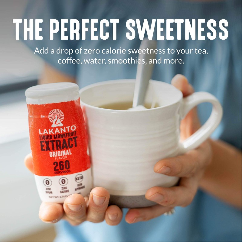 Lakanto Liquid Monk Fruit Extract Drops, Original, Erythritol Free Sugar