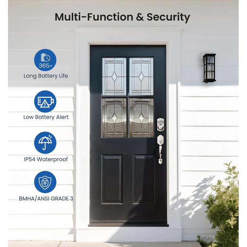 Veise Fingerprint Door Lock, Keyless Entry, Auto Lock, Electronic Keypad