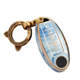 ontto 5-Button Key Fob Jacket Fit for Nissan Altima Maxima Murano Rogue Sentra Fashionable Key Shell Fit for Infiniti JX35 Q50 Q60 QX56 QX60 Blue