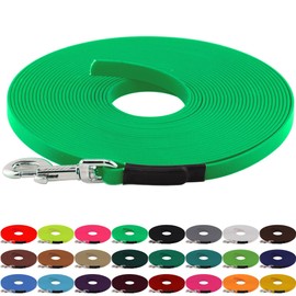 BioThane Recall Lead For Dogs 15-25 kg, 13 mm Wide, Without Hand Loop, Up To 30 Metres, Stitched, Available In Many Colours, 5 m, neon green