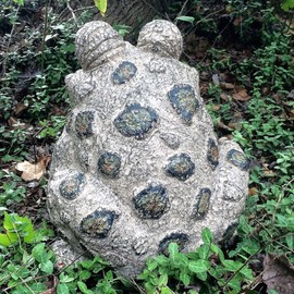 SUNGUARD Whimsical Toad Hollow Tall Stretch Large Garden Frog Statues-Natural Brown