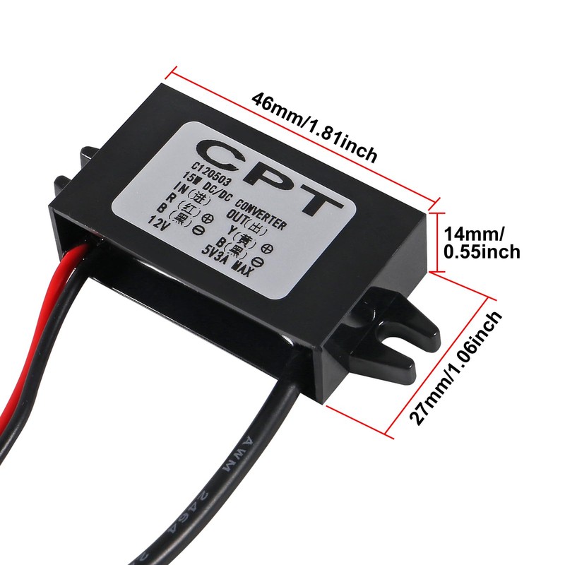 AITRIP 3Pack 12V DC to 5V 3A USB Female Converter