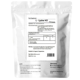UKHealthHouse L-Lysine Powder, High Potency Essential Amino Acid, Vegan, Food Supplement, Premium Amino Acid Range, Essential Amino Acid, Gluten Free (500g)
