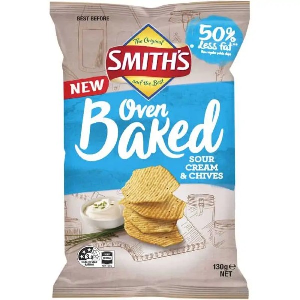 Smiths Oven Baked Chips Sour Cream & Chives 130g