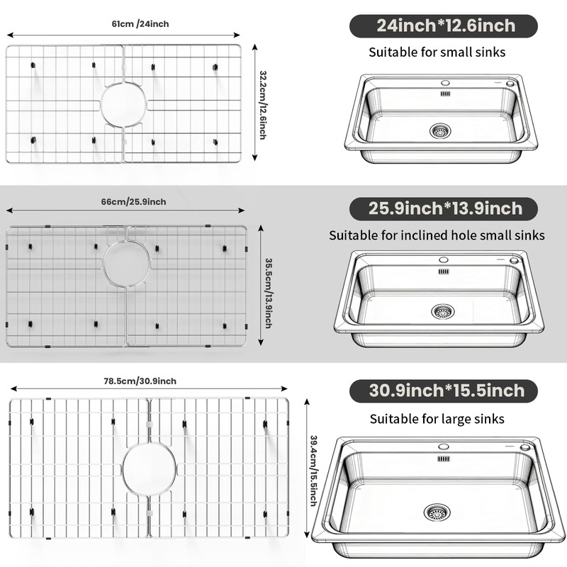 Chilinii 24" x 12" Stainless Steel Sink Protector - Large