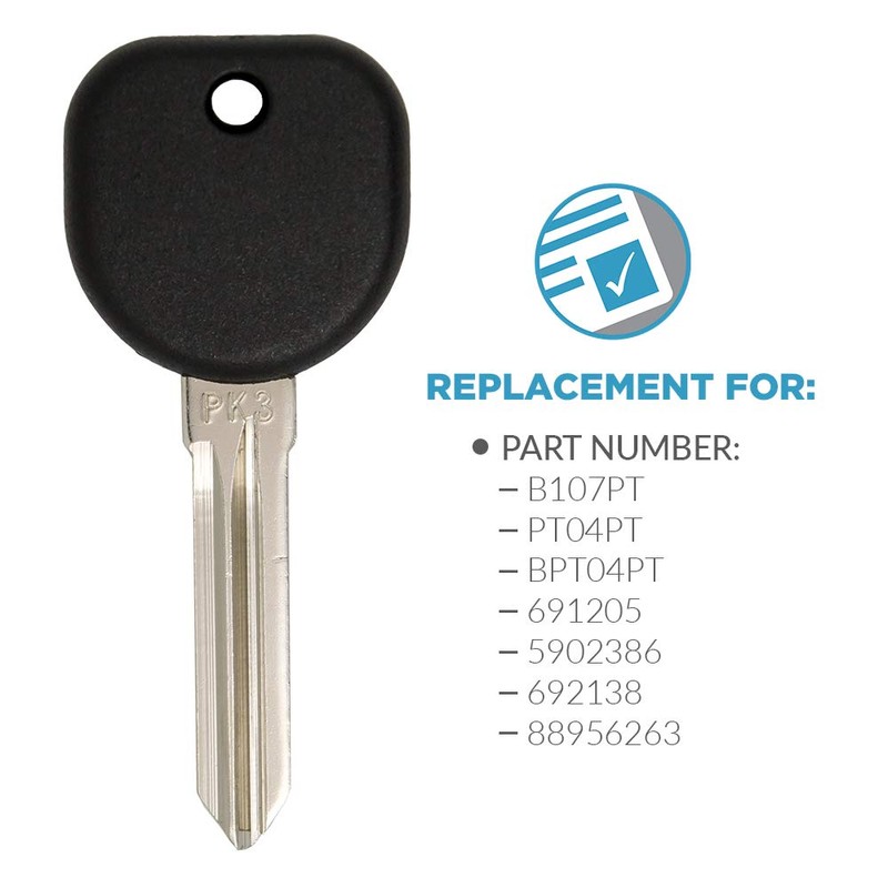 Keyless2Go New Uncut Replacement PK3 Transponder Ignition Car Key B107