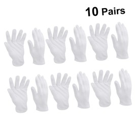 CIYODO 10 Pairs Thickened White Cotton Gloves Xl Protective Gloves for Industrial Work Party Etiquette Gardening and Manual Tasks