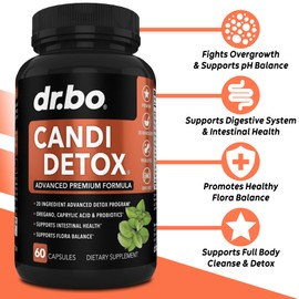 Candida Cleanse Detox for Women & Men - Candi Detox Support Supplement Pills Kit, Anti Overgrowth Gut Balance Probiotic Flora Complex Supplements - Natural Oral Herbal Oregano & Caprylic Acid Capsules