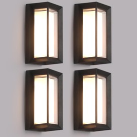 4 Pack Outdoor Wall Lights Exterior/Interior LED 24W Adjustable 3-Color 2100LM IP65 Sconces Lights Waterproof Modern Outdoor Porch Lighting Fixtures Aluminum Wall Lights Compatible with Dimmers