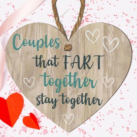 Wooden Heart Plaque: Hilarious Couples Gift for Valentine's Day, Anniversary, Birthday - Funny Present for Boyfriend, Girlfriend, Husband, Wife - Funny Gift For Anniversary (Dark Wood)
