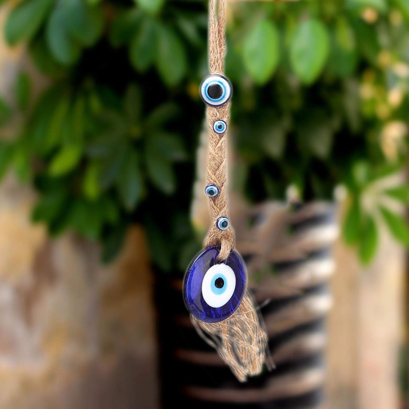 Zerodis Evil Eye Charm Pendant,Turkish Blue Glass Amulet Wall Hanging
