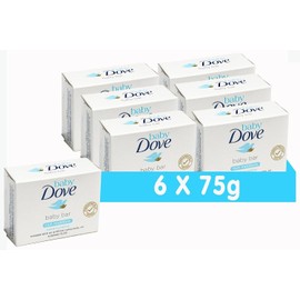 Baby Dove Baby Soap Bar Delicate Skin Rich Moisture Hypoallergenic Skin Care, Made With 1/4 Moisturising Cream 75g, 6 Pack