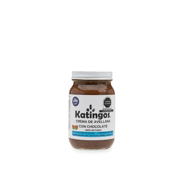 Crema de avellana con chocolate, natural y sin azúcar, marca Katingos 250g